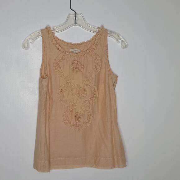 J. Crew Silk Ruffle Swirl Tank Blouse Pink Blouse Summer Girly Women 0 - Picture 9 of 13